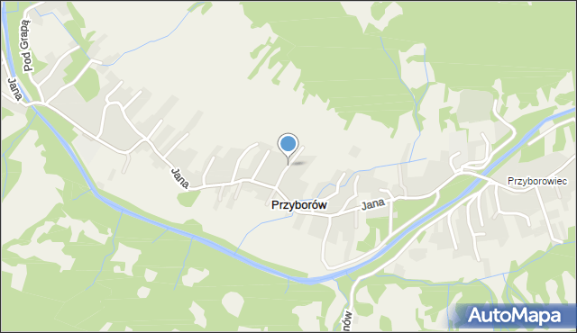 Przyborów gmina Jeleśnia, Sosnowa, mapa Przyborów gmina Jeleśnia