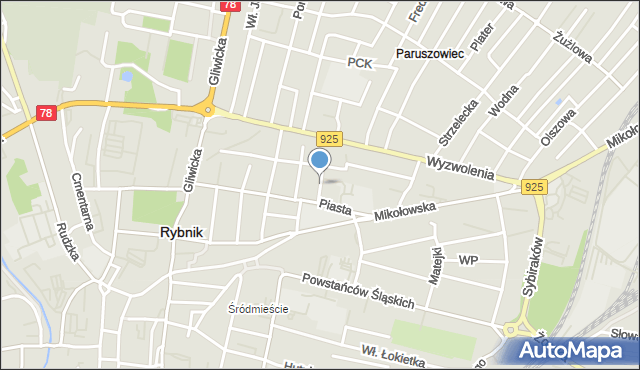 Rybnik, Solskiego Ludwika, mapa Rybnika