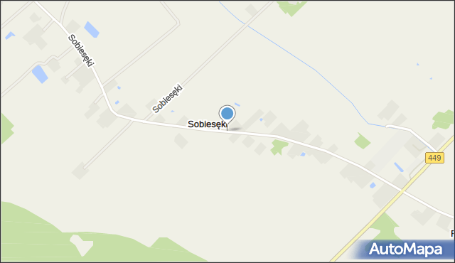 Sobiesęki gmina Brzeziny, Sobiesęki, mapa Sobiesęki gmina Brzeziny