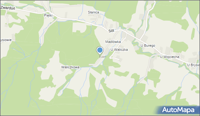 Sól gmina Rajcza, Sól-Waliczkowa, mapa Sól gmina Rajcza