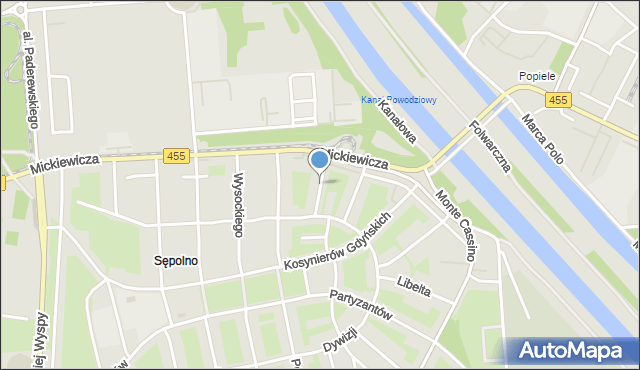 Wrocław, Sowińskiego Józefa, gen., mapa Wrocławia