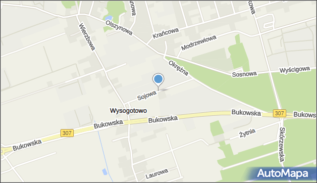 Wysogotowo, Sojowa, mapa Wysogotowo