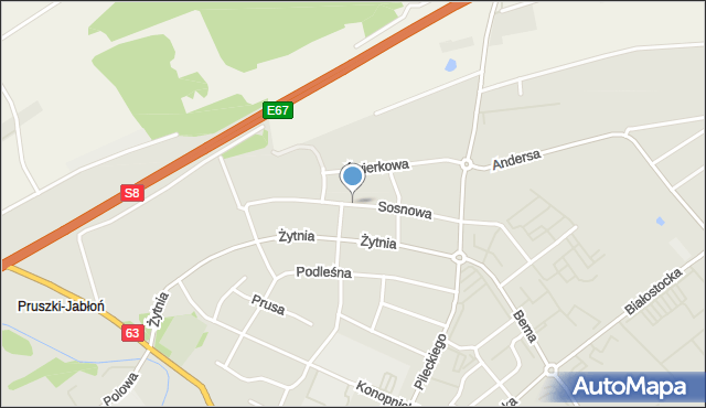 Zambrów, Sosnowa, mapa Zambrów