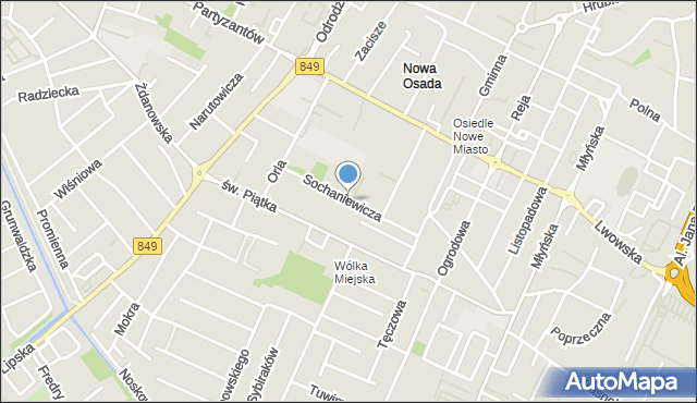 Zamość, Sochaniewicza Kazimierza, mapa Zamościa