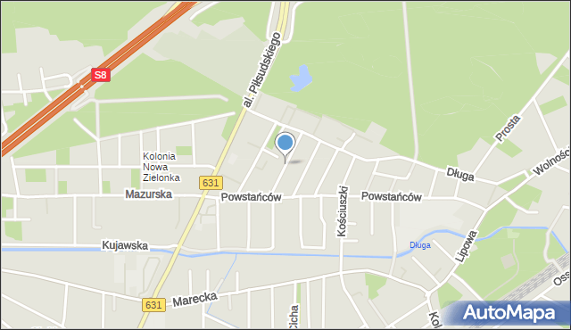 Zielonka powiat wołomiński, Sowińskiego Józefa, gen., mapa Zielonka powiat wołomiński