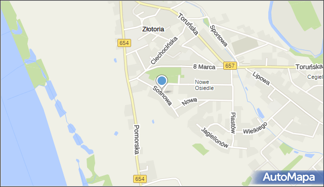 Złotoria gmina Lubicz, Sosnowa, mapa Złotoria gmina Lubicz