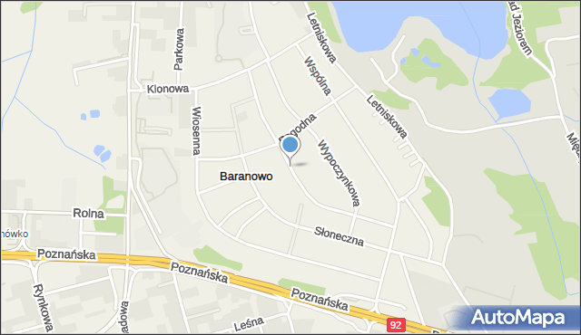 Baranowo gmina Tarnowo Podgórne, Spokojna, mapa Baranowo gmina Tarnowo Podgórne