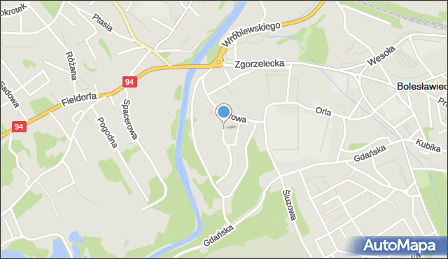 Bolesławiec, Sportowa, mapa Bolesławca