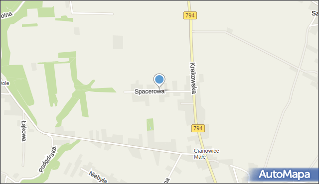 Cianowice, Spacerowa, mapa Cianowice