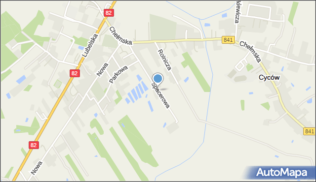 Cyców, Spacerowa, mapa Cyców
