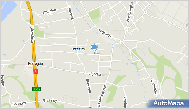 Czechowice-Dziedzice, Spokojna, mapa Czechowic-Dziedzic