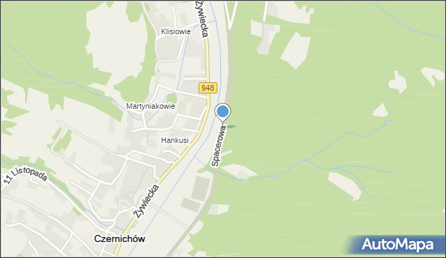Czernichów powiat żywiecki, Spacerowa, mapa Czernichów powiat żywiecki