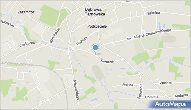 Dąbrowa Tarnowska, Sportowa, mapa Dąbrowa Tarnowska