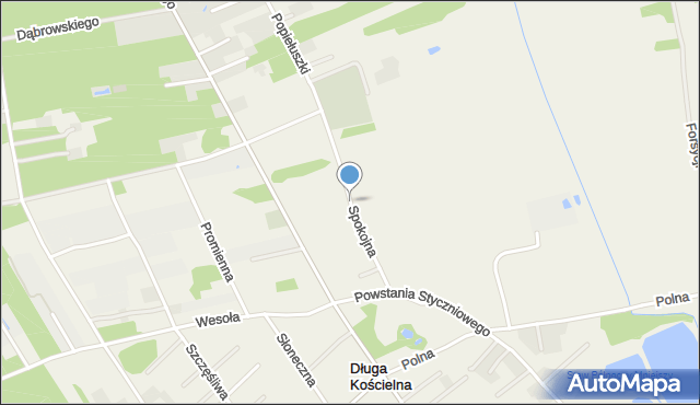 Długa Kościelna, Spokojna, mapa Długa Kościelna