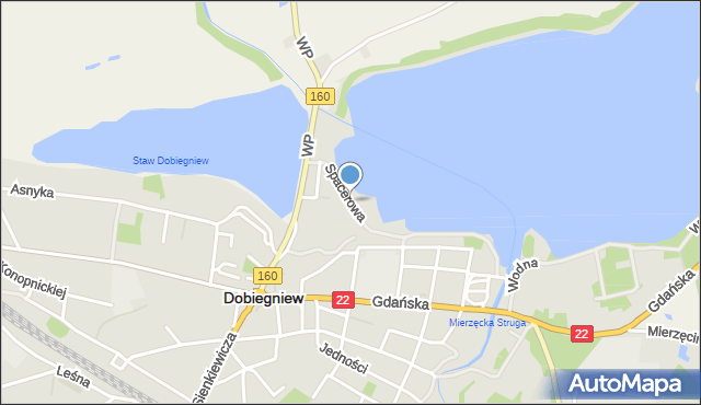 Dobiegniew powiat strzelecko-drezdenecki, Spacerowa, mapa Dobiegniew powiat strzelecko-drezdenecki