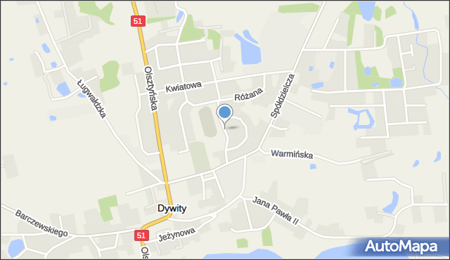 Dywity, Sportowa, mapa Dywity