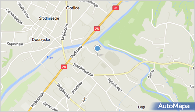 Gorlice, Sportowa, mapa Gorlic