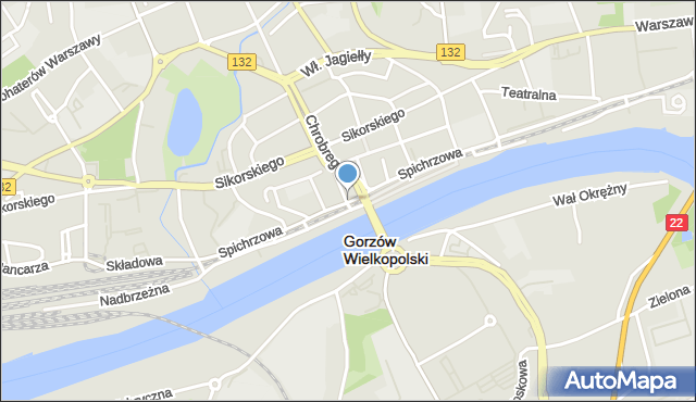 Gorzów Wielkopolski, Spichrzowa, mapa Gorzów Wielkopolski