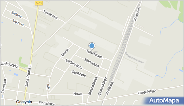 Gostynin, Spacerowa, mapa Gostynin