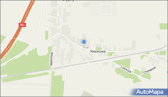 Gryźliny gmina Stawiguda, Spacerowa, mapa Gryźliny gmina Stawiguda