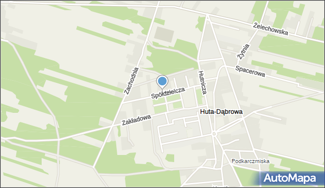 Huta-Dąbrowa, Spółdzielcza, mapa Huta-Dąbrowa