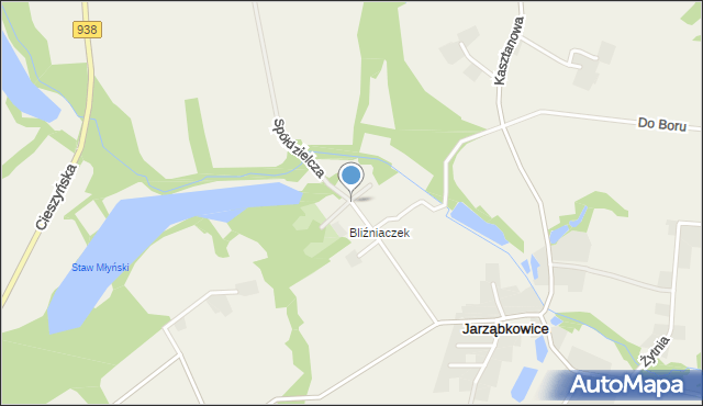 Jarząbkowice gmina Pawłowice, Spółdzielcza, mapa Jarząbkowice gmina Pawłowice