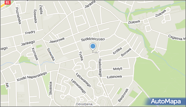Katowice, Spokojna, mapa Katowic