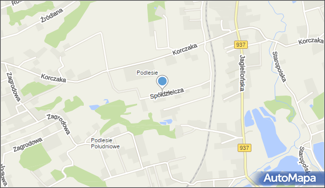 Kończyce Małe, Spółdzielcza, mapa Kończyce Małe