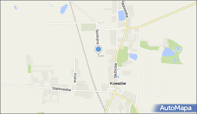 Kowalów gmina Rzepin, Spokojna, mapa Kowalów gmina Rzepin