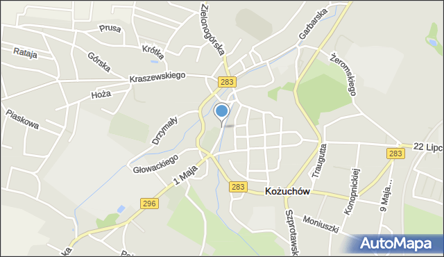 Kożuchów powiat nowosolski, Spacerowa, mapa Kożuchów powiat nowosolski