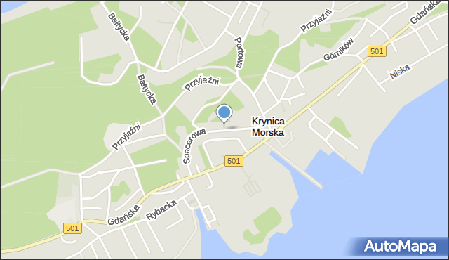 Krynica Morska, Spacerowa, mapa Krynica Morska