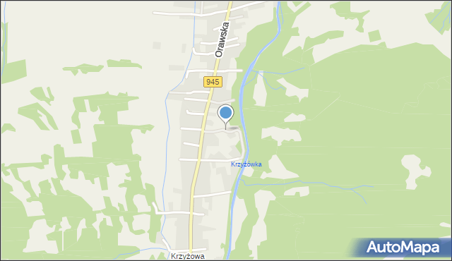 Krzyżowa gmina Jeleśnia, Spacerowa, mapa Krzyżowa gmina Jeleśnia