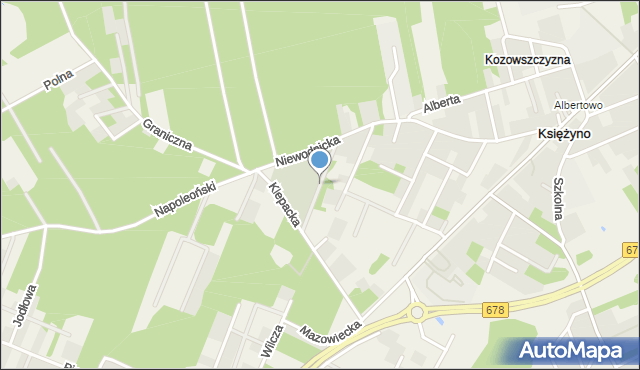 Księżyno, Spokojna, mapa Księżyno