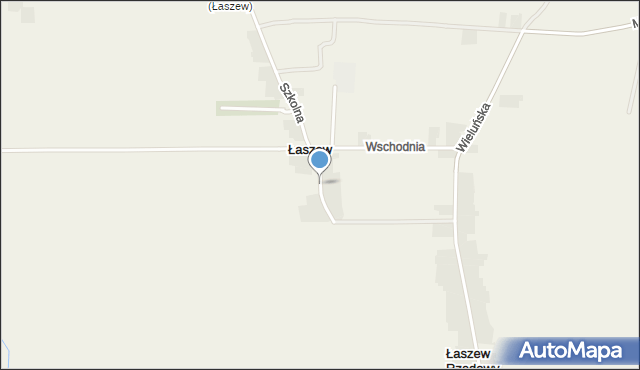 Łaszew gmina Wierzchlas, Spokojna, mapa Łaszew gmina Wierzchlas