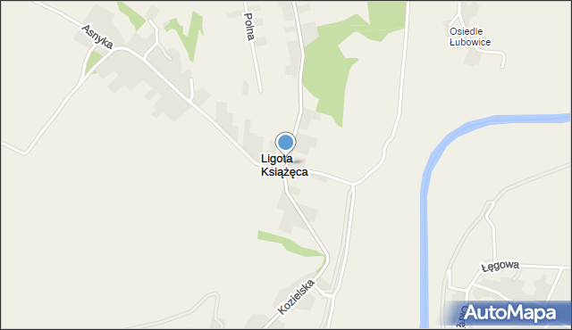 Ligota Książęca gmina Rudnik, Sportowa, mapa Ligota Książęca gmina Rudnik