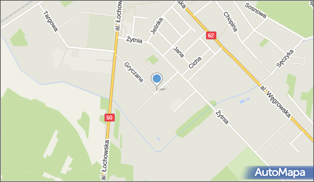 Łochów powiat węgrowski, Spokojna, mapa Łochów powiat węgrowski