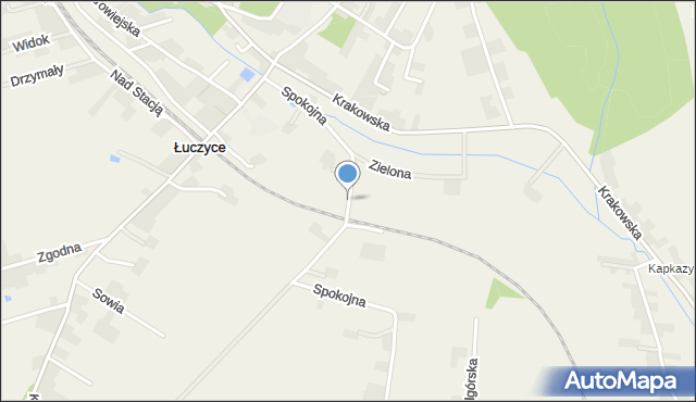 Łuczyce gmina Kocmyrzów-Luborzyca, Spokojna, mapa Łuczyce gmina Kocmyrzów-Luborzyca