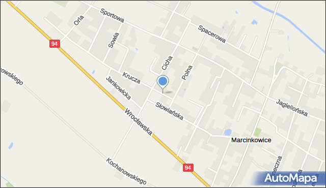 Marcinkowice gmina Oława, Spokojna, mapa Marcinkowice gmina Oława