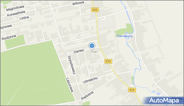 Mętów, Spokojna, mapa Mętów