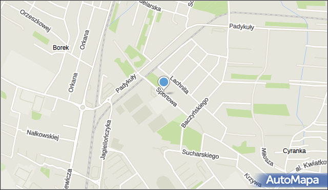 Mielec, Sportowa, mapa Mielca