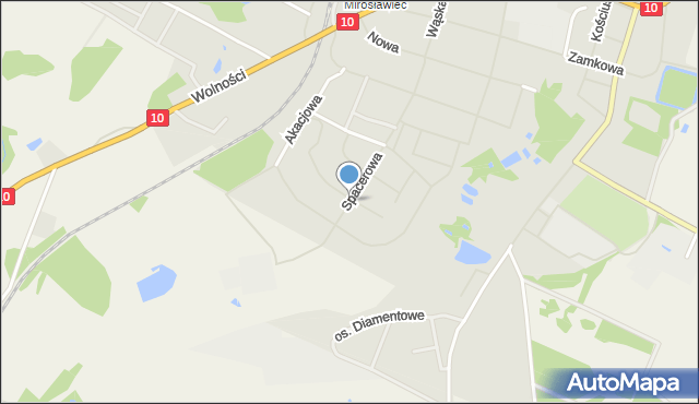 Mirosławiec, Spacerowa, mapa Mirosławiec