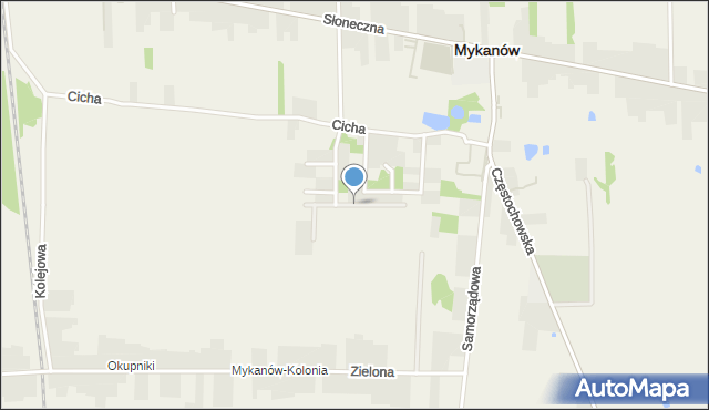 Mykanów, Spokojna, mapa Mykanów