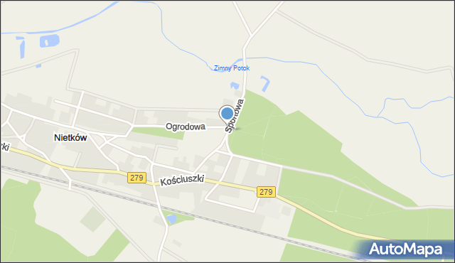 Nietków, Sportowa, mapa Nietków