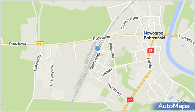 Nowogród Bobrzański, Spacerowa, mapa Nowogród Bobrzański