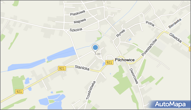 Pilchowice powiat gliwicki, Spółdzielcza, mapa Pilchowice powiat gliwicki