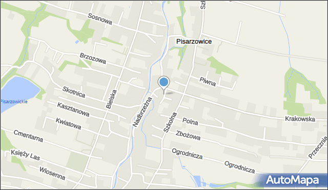 Pisarzowice gmina Wilamowice, Spokojna, mapa Pisarzowice gmina Wilamowice