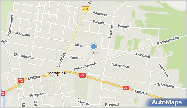 Poddębice, Spacerowa, mapa Poddębice