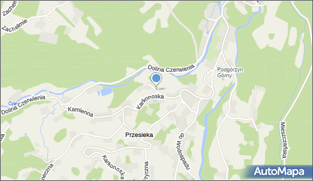 Przesieka gmina Podgórzyn, Spadzista, mapa Przesieka gmina Podgórzyn