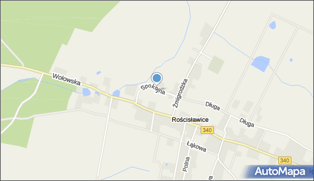 Rościsławice, Spokojna, mapa Rościsławice