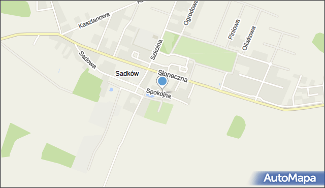 Sadków gmina Kąty Wrocławskie, Spokojna, mapa Sadków gmina Kąty Wrocławskie
